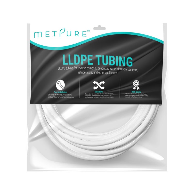 Metpure 3/8" OD x 25 Feet Length LLDPE Polyethylene Tubing for Reverse Osmosis De-ionized Water Filtration Systems, Refrigerators, and Other Appliances (3/8" OD, 25', White) - Image 2